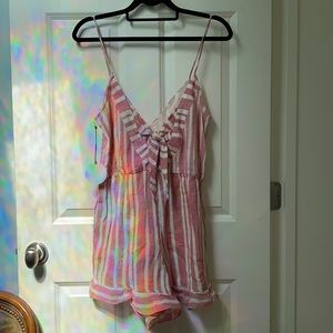 Tularosa Red & White Striped Romper